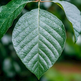 雨水打湿的树叶