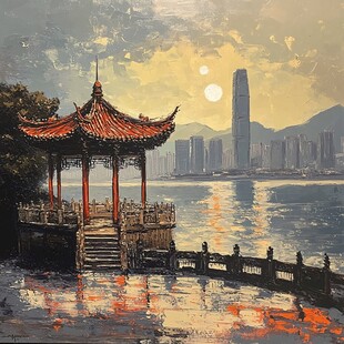 爱晚亭城市插画素材