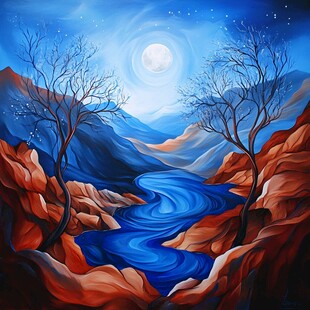 皓月雄风景观插画