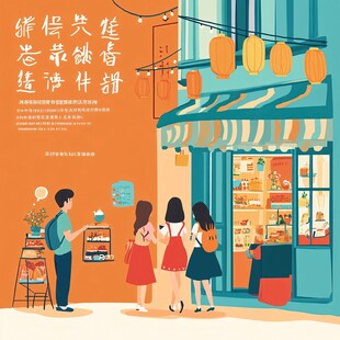 店面海报插画