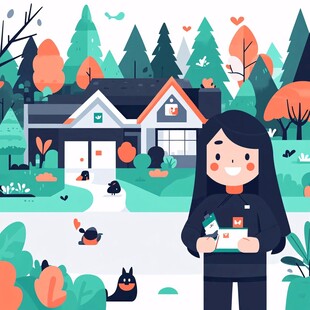 扁平风人物场景平涂