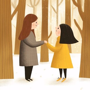 扁平风插画闺蜜女孩