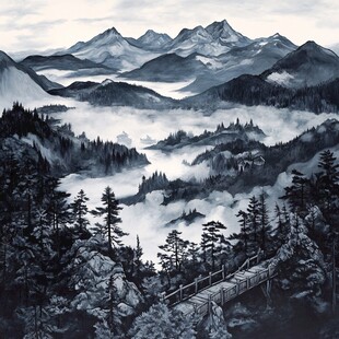 现实山景画