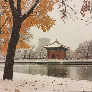 雪中的亭子