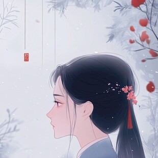 古风美女头像插画封面