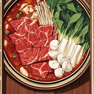 牛肉火锅插画