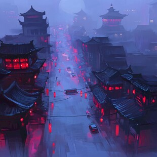 烟雨插画