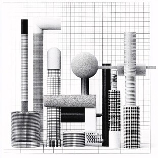 黑白色点线面形体