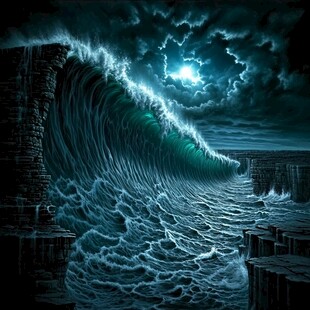 波涛海涛壁画海波海浪