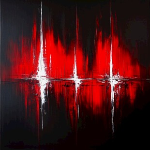 动感线条红黑色抽象画