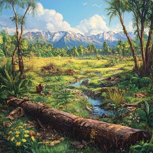 森林野生公园油画