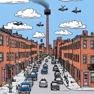 底特律插画科技旅游