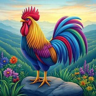 十二生肖鸡插画