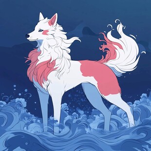 九尾白狐插画