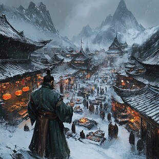 古代冬天街市