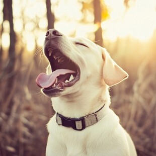 伸舌头的拉布拉多犬