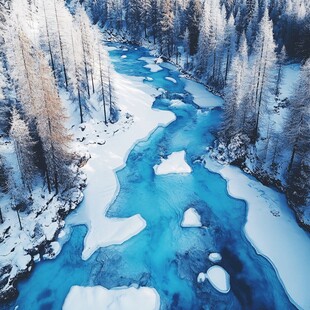 喀纳斯雪山森林河流