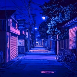 日本街道建筑夜景