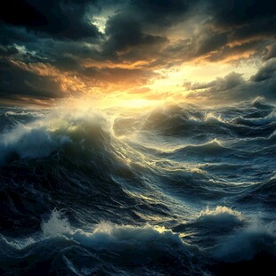 浪花自然褐色天空