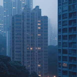 小区雨夜