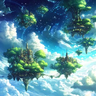 3d云海悬浮小岛