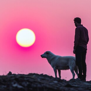 夕阳下的牧羊人