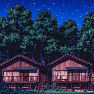 森林小木屋夜景