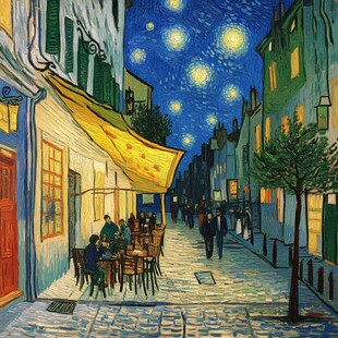 手绘夜市场景