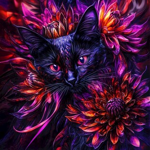 油画大花猫