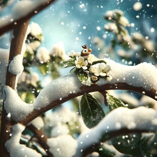 花枝积雪