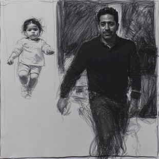 父亲女儿手绘背景