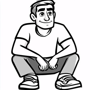 蹲坐人物卡通形象