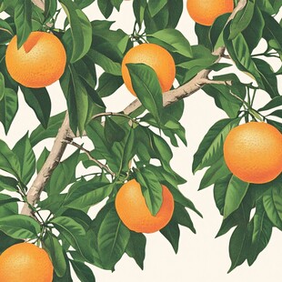 手绘橙子树