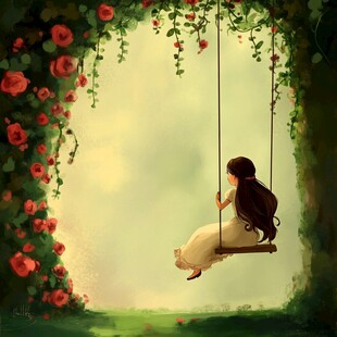 孤单的小女孩插画