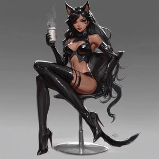 插画闪屏猫女