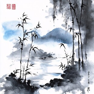 竹林水墨画