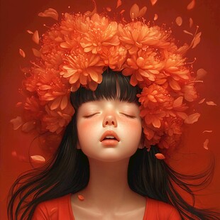 木棉花美女插画