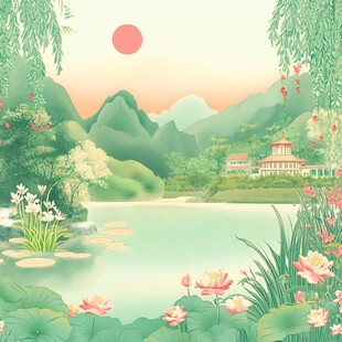 江南香山风景区插画