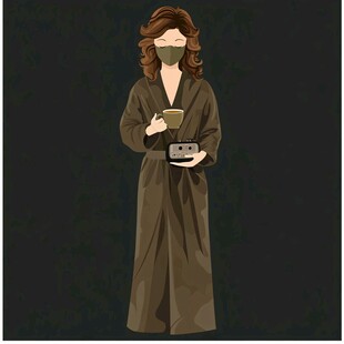 手绘戴口罩的女人