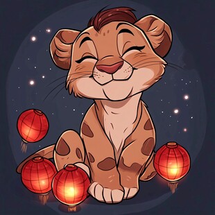 打灯笼卡通虎