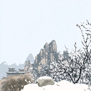 釜山插画釜山水墨山水