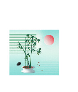 中式渐变风格竹子