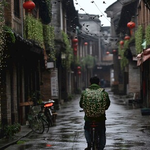 古街阴雨天