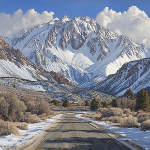 道路伸向雪山