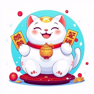 招财猫文创插画