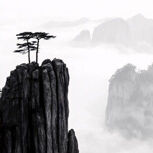 迎客松水墨高山