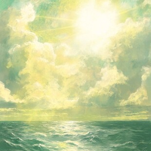海上落日插画