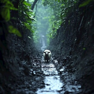 奔跑在雨中的狗