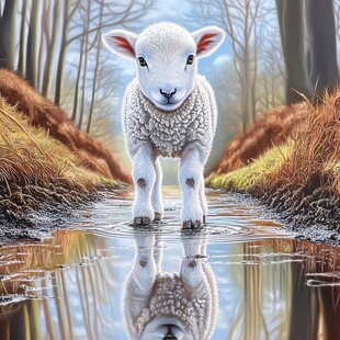 手绘梦幻羊风格装饰画