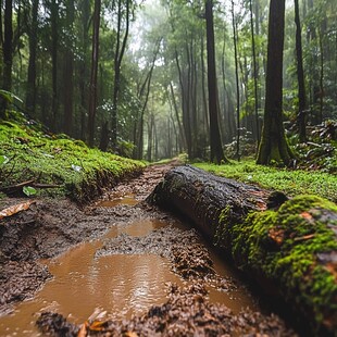 雨后森林小溪